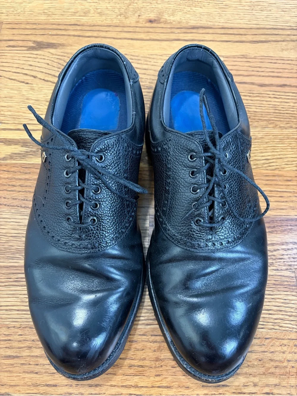 FootJoy Premier Classic+ Protech Black Leather Spikeless Golf Shoes (9.5 X-wide)